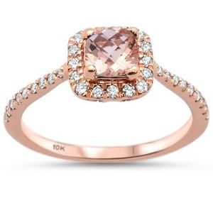 rose gold morganite and diamonds ring